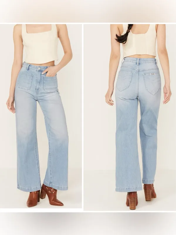 Rolla’s high rise wide leg sailor jeans organic cotton light wash 26 NWOT - Image 3