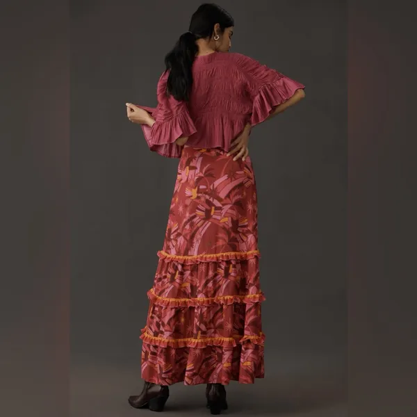 Farm Rio Shirred Tiered Maxi Skirt - Image 3