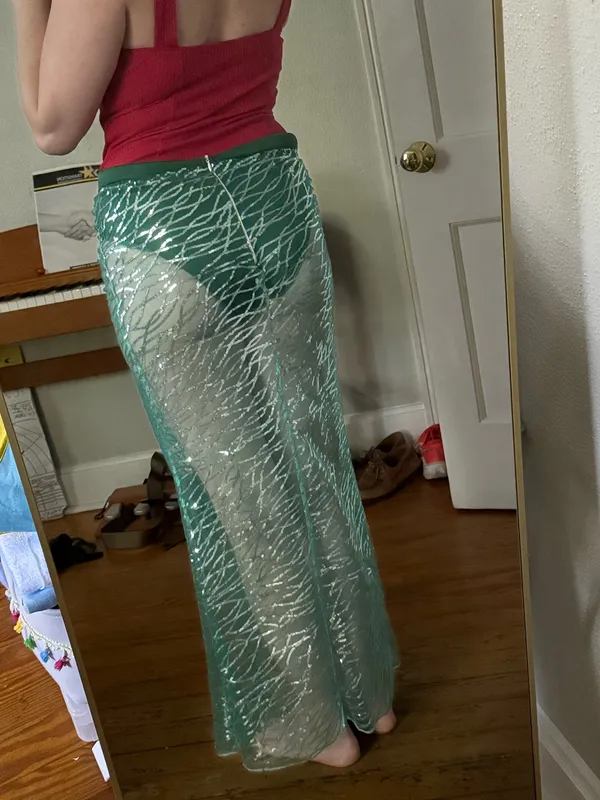 SHEIN Sequin Mesh Maxi Skirt Mermaid Costume - Image 5