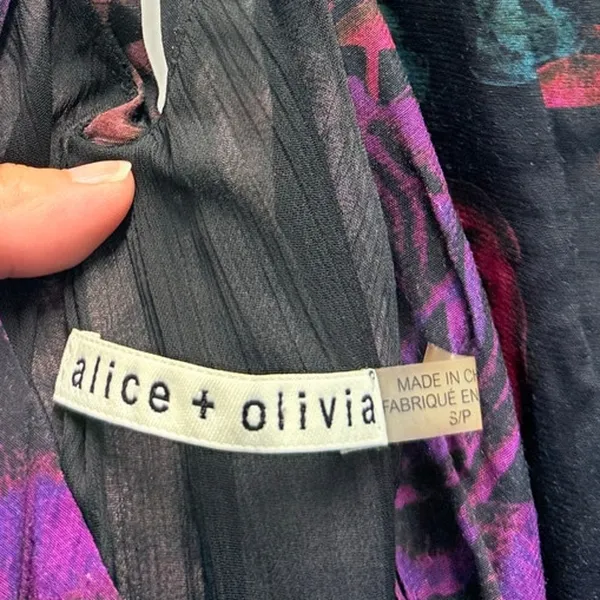 Alice + Olivia‎ Liz Back-Twist Keyhole Dress Small Rose Garden Spring Summer - Image 6