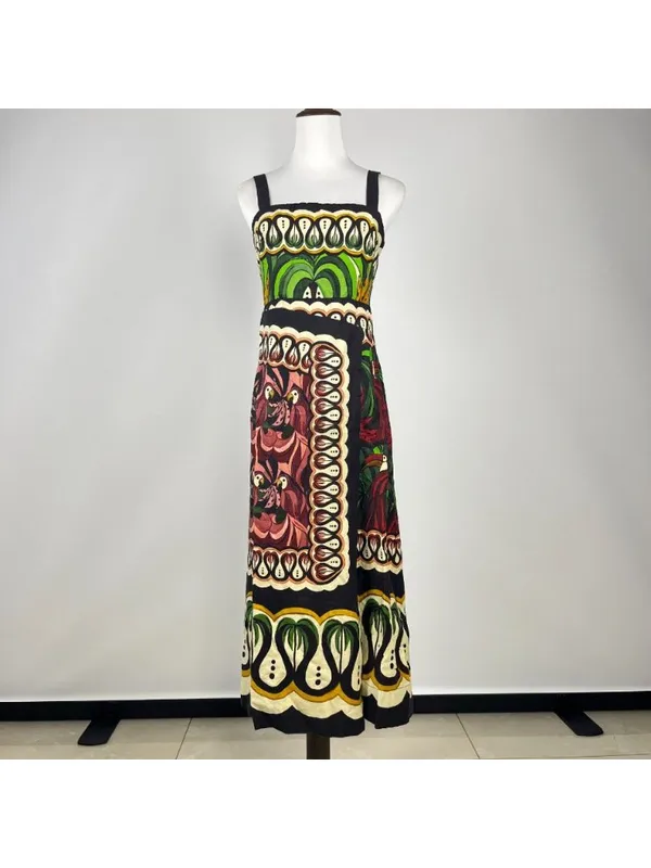 NWOT Farm Rio Multicolor Sleeveless Linen Blend Floral Midi Dress Size XS - Image 3