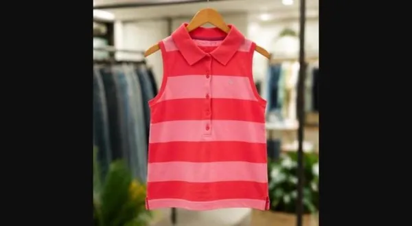 Gap BabyGap Pink Stripe Sleeveless Polo Top Girls 9-12 Months - Image 5
