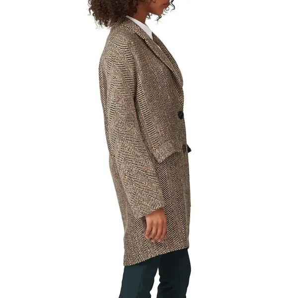 ASTR The Label Keller Coat Women S Herringbone Tan Black Wool Blend Preppy - Image 3