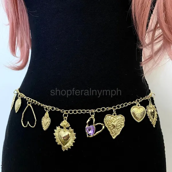 Gold Y2K Sacred Heart Charm Waist Chain Belt, Fits 20 to 44 Inches, X7GA1320 - Image 5