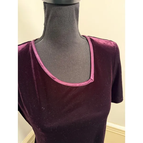 Vintage K.C. Spencer Purple Velvet Asymmetric Neck Mini Dress Whimsigoth Witchy - Image 3