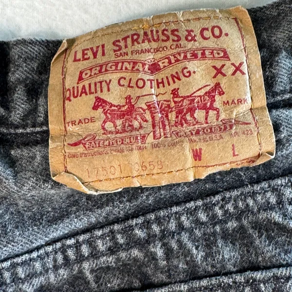 Vtg Levi's 501 17501 High Waisted Mom Jeans Black Cotton Made in USA‎ Sz 13 26" - Image 3