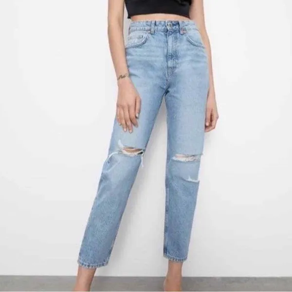 Zara High Waist‎ Ripped Jeans Size 6 Casual Streetwear Y2K Grunge Off-Duty - Image 13