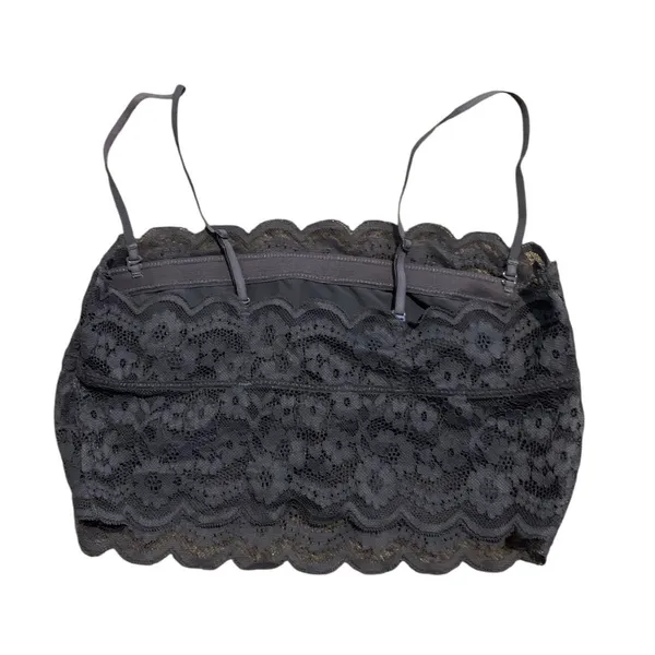 Black Floral Lace Bandeau Bralette Size Small Adjustable Straps Stretch Boho Lay - Image 3