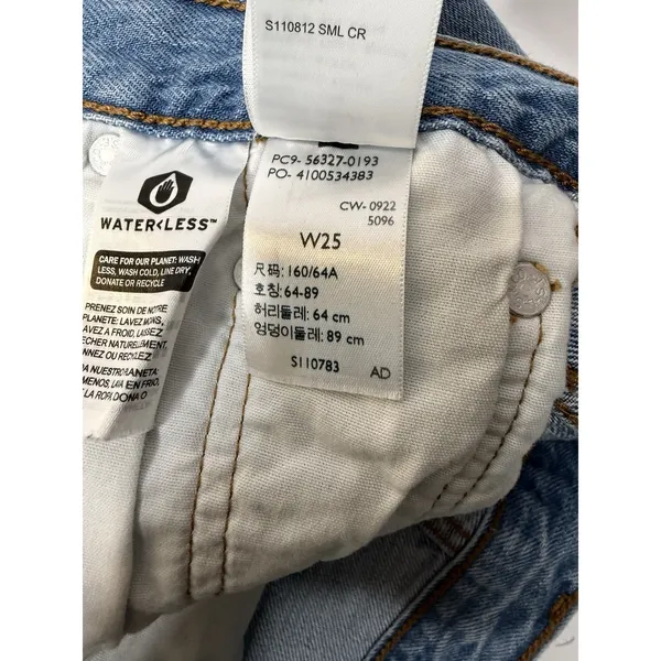 Levi's 501 Cut Off Denim‎ Shorts Womens W25 Distressed Raw Hem Beach Party Blue - Image 6