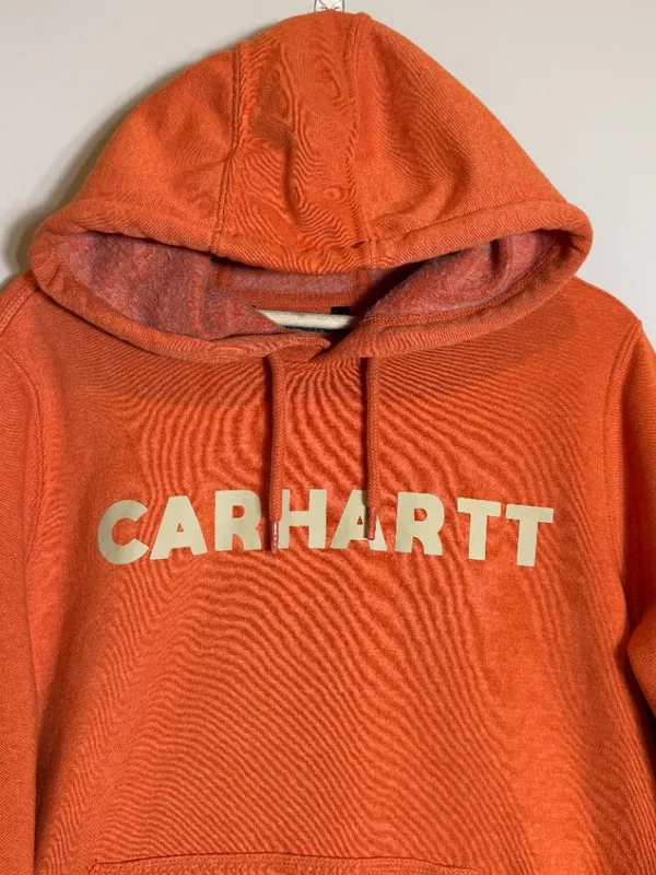 Carhartt Relaxed Fit Midweight Logo Graphic Sweatshirt Women Large Orange Hoodie - Image 5