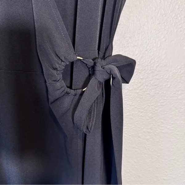 Michael Kors Black Mini Wrap Dress Womens L Casual LBD Classic Closet Staple - Image 7