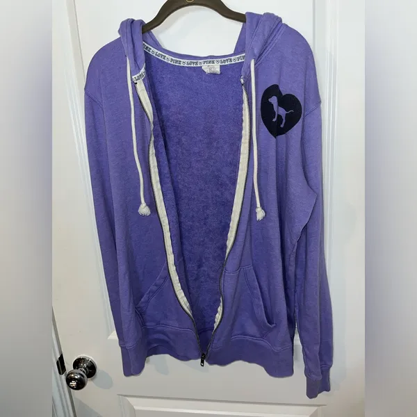 PINK by Victoria’s Secret Y2K Oversized Preppy Pockets Hooded Full Zip Jacket M - Image 10