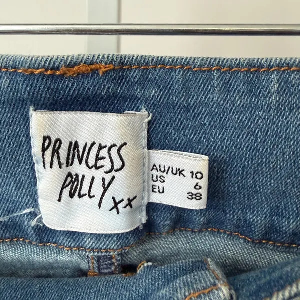 Princess Polly sz 6 Blue‎ Denim Mini Skirt Low Rise Stretch Y2K Indie Sleaze - Image 4