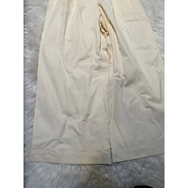 A New Day Women's Size 14 Wide-Leg Chino Pants Cream Tie Waist Pleated Stretch - Image 4