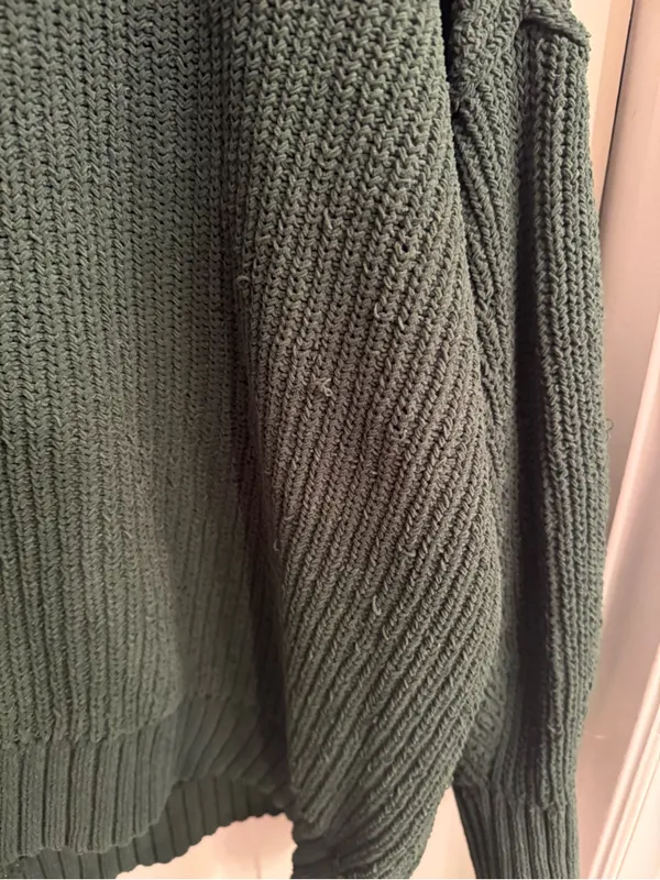 aerie Forest Green Chunky Knit Cowl Sweater - Image 2