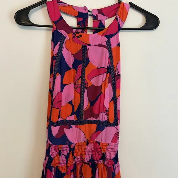 Anthropologie‎ Abel The Label Charlotte halter maxi dress orange Blue Pink M - Image 4