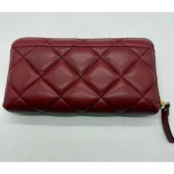 Kate Spade Burgundy Quilted Leather Natalia Zip Around Wallet - Image 2