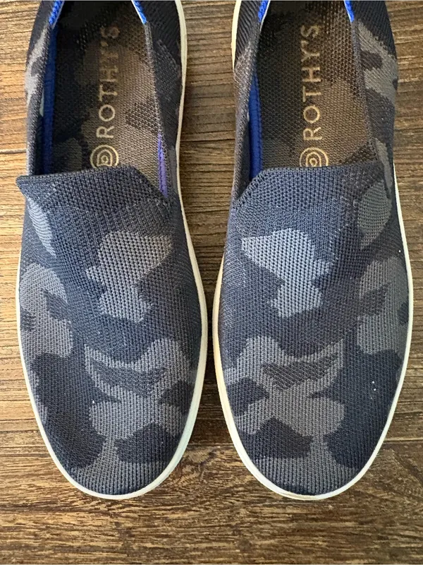 Rothy's The Original Slip On Sneaker‎ Womens 8.5 Blue Gray Camo Knit - Image 4