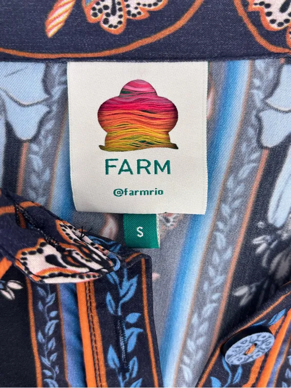 FARM Rio Navy Floral Button-Front Blouse with Blue & Cream Accents - Image 7