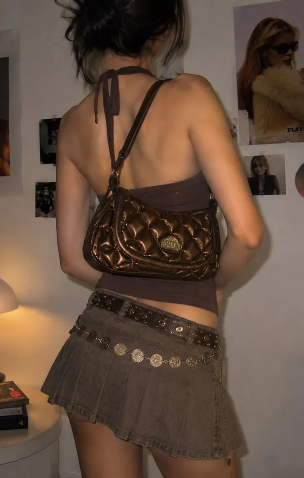 Y2K City UNLTD Quilted Gold Metallic Purse - Image 3