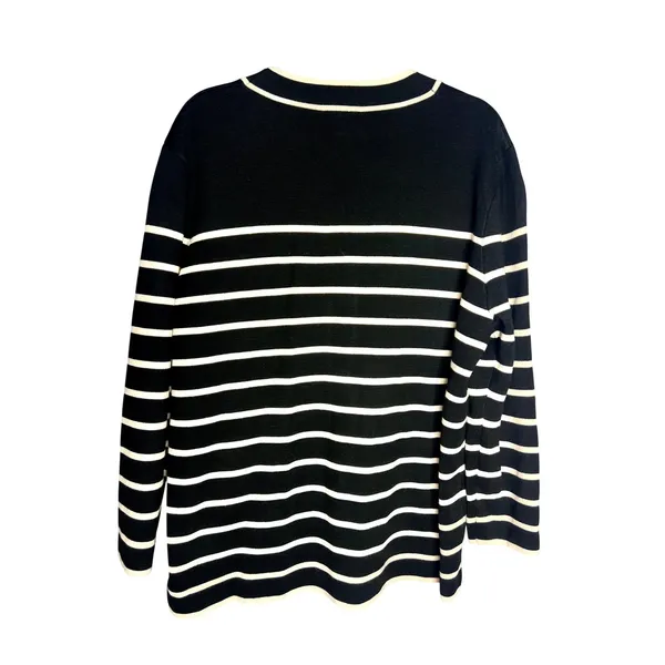 Tuckernuck Lauren Cardigan Size Small Black White Striped V Neck Sweater‎ - Image 7
