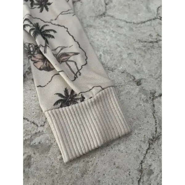 Gilly Hicks Womens XS‎ Cropped Sweatshirt Cream Tropical Island Palm Tree Print - Image 4