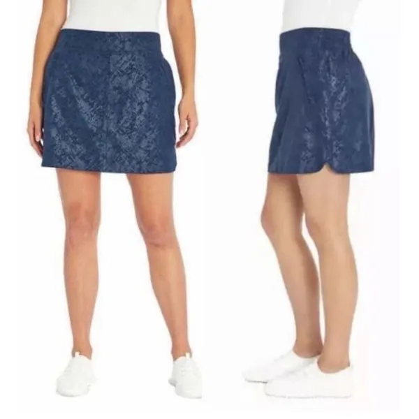 ORVIS Travel Skort Large Shattered‎ Glass Embossed print Blue Pull-On Athletic - Image 2