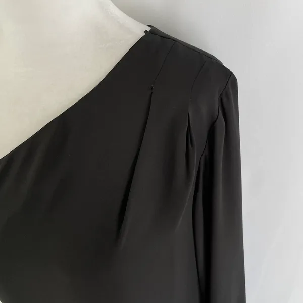 New Krisa One Sleeve Maxi One Shoulder Long Sleeve Side Slit Dress Black Size XS - Image 9