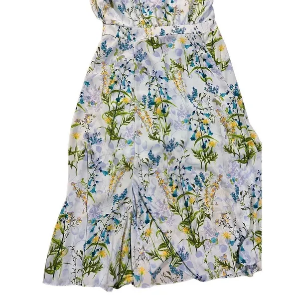 Adelyn Rae ruffle floral midi open back sky blue‎ dress sz M - Image 6
