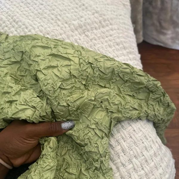 Green and black scrunchy vintage 90’s button down top - Image 4