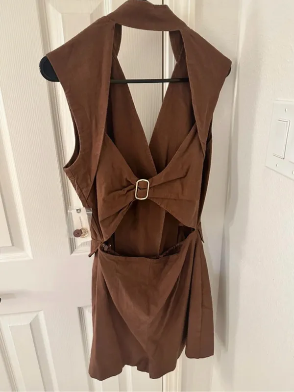 By Anthropologie Wrap Linen Playsuit - Image 6
