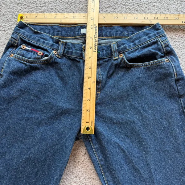 Vintage Tommy Hilfiger Tommy Jeans Women 29x29 Dark Wash Flare Leg Y2K 2002 - Image 3