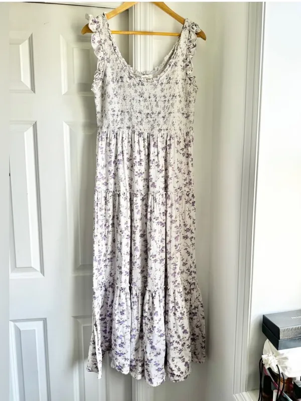 LoveShackFancy Chessie Smocked Floral Ruffle Sleeve Midi Dress - Image 6