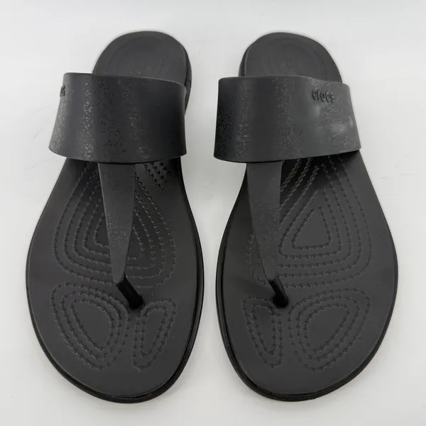 Crocs Tulum Flip Flop Sandal Black Women 9 Slip On Casual Comfy Beach Vacay - Image 2