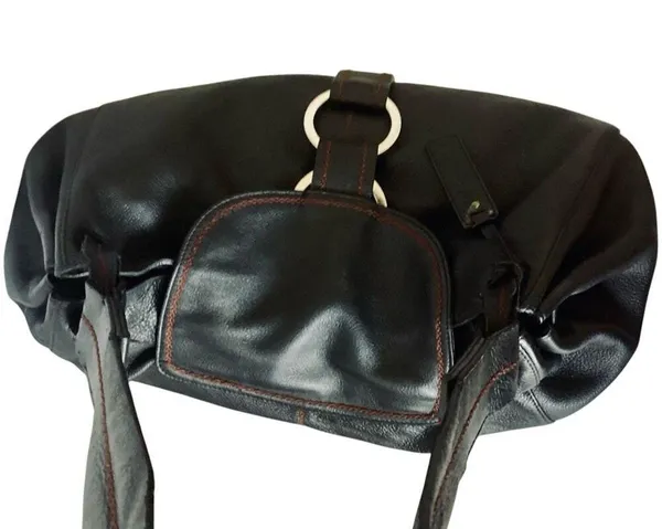 Sabrina Scala Leather Satchel Bag Black - Image 6