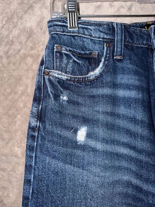 Lee High Rise Wide Leg Distressed Denim Jeans Blue - Image 4