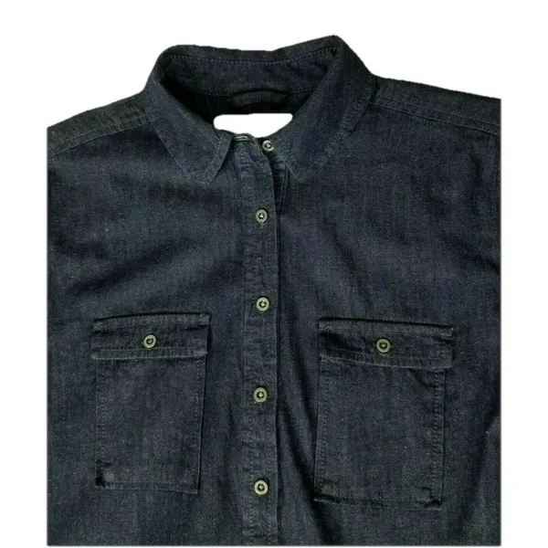 Ann Taylor LOFT Women's ‎ Small Dark Blue Denim Long Roll Tab Sleeve Dress Tunic - Image 4
