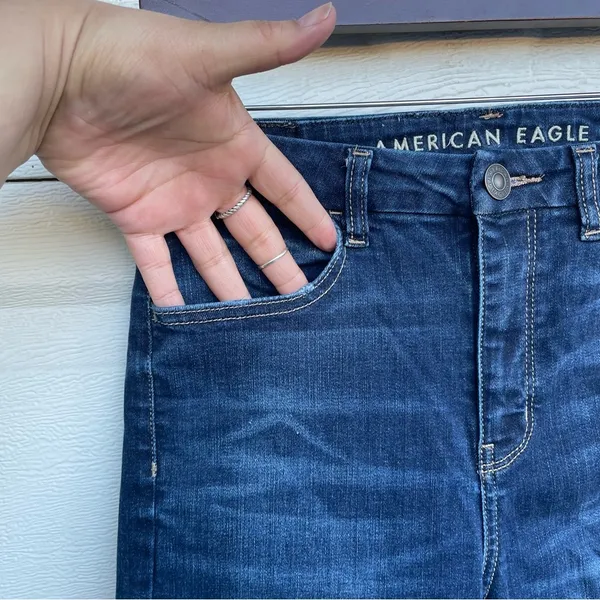 AEO American Eagle Womens Jeans Curvy High Hi Rise Jegging Blue Denim Stretch 6 - Image 6