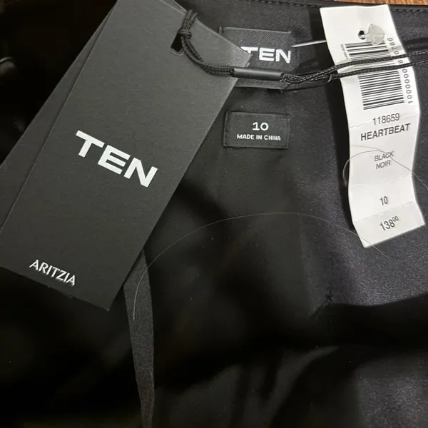 Aritzia NWT Ten Heartbeat Mini Dress Black Noir‎ Satin Bustier Size 10 - Image 5