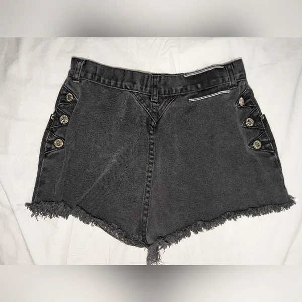 Vintage Lawman Side Button Slim Fit Shorts Juniors 11 Black Wash - Image 2