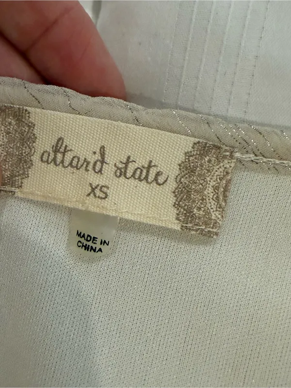 Altard State Ivory Metallic Shimmer Ruffle Mini Dress XS - Image 6
