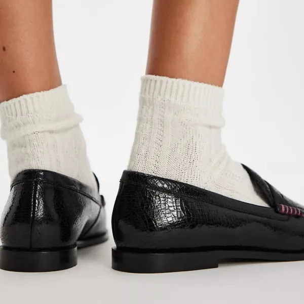 NWOT Free People Blanket Stitch Loafers in Black - Image 3