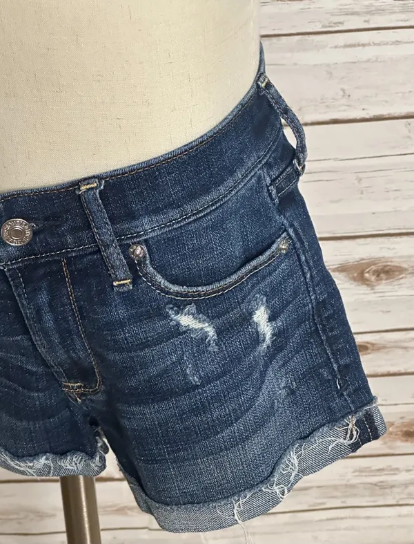 Abercrombie & Fitch dark wash distressed rolled cuff stretch denim jeans Size 24 - Image 2