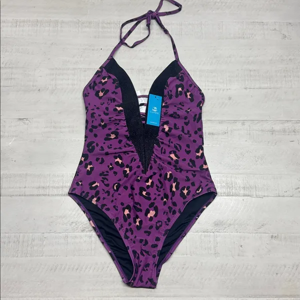 Cupshe Alegría Leopard Print Halter Ruched One Piece Swimsuit - Image 2