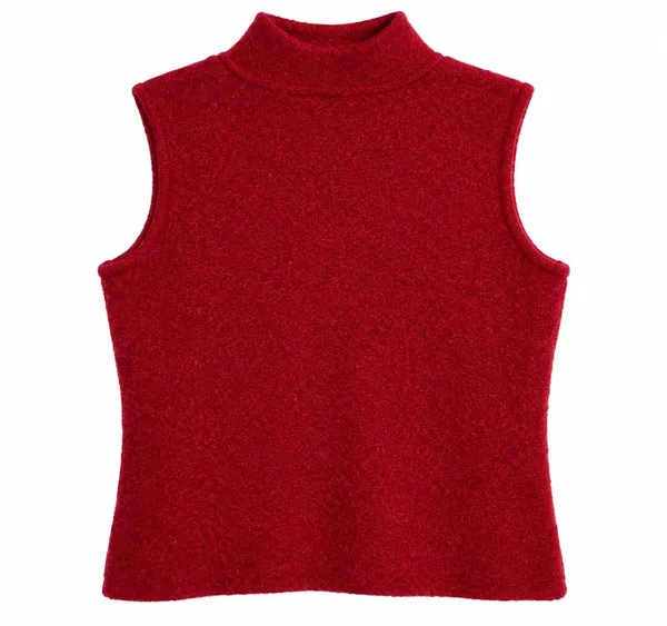 Talbots Red 100% Wool Zip Front Fleece Vest Women’s Size S Classic - Image 3
