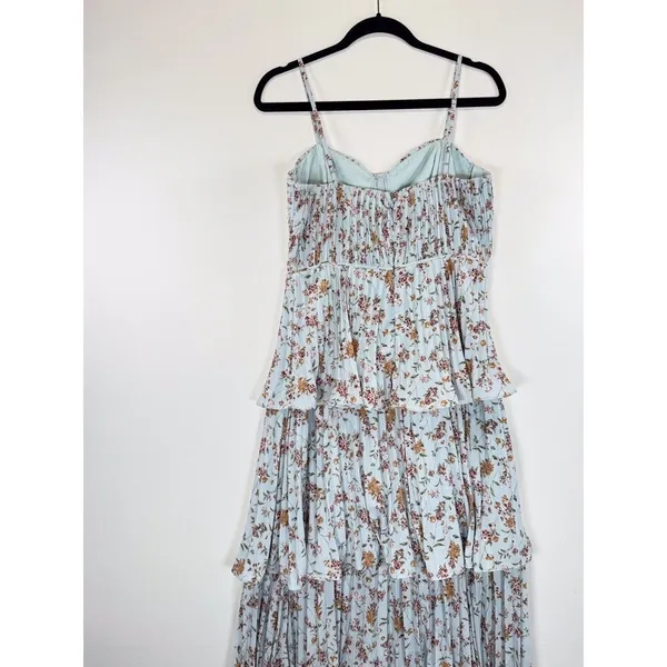NWT Lulus Dress Blue Midi Floral Bustier Layered Underwired Slip Boho Medium - Image 9