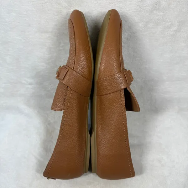 Calvin Klein Orianna Brown Leather Loafers Gold Logo Bar Flats Womens 11 34E2408 - Image 9