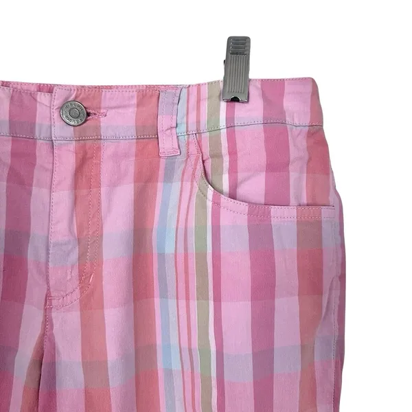 Ralph by Ralph Lauren Womens Sz 0 St Barts Hilite Plaid Pink Capri Pants Y2K - Image 4