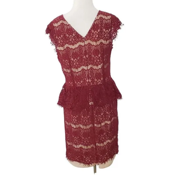 Maeve Anthropologie Dress Size Extra‎ Small Elsa Peplum Eyelash Wine Sleeveless - Image 4