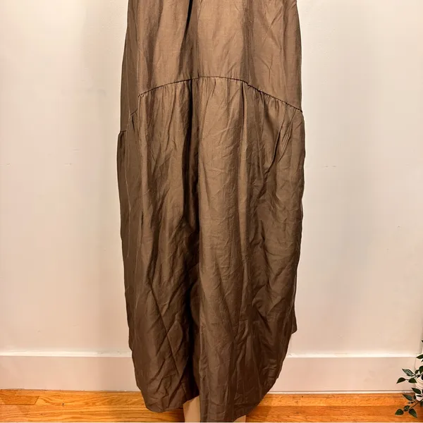 Coline Brown Maxi Dress Sz M Kaftan Loose Short Sleeves Coverup - Image 3